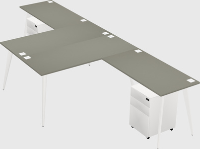 Shared l-shaped office desk system