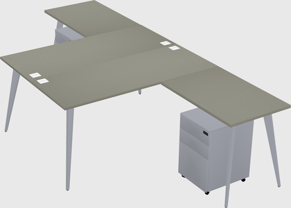 Shared l-shaped office desk system