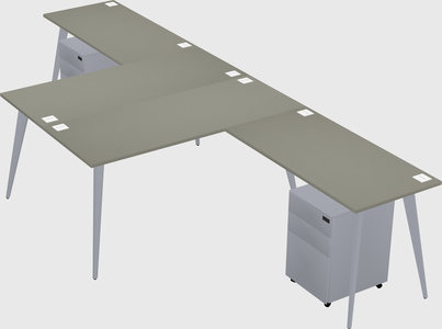 Shared l-shaped office desk system