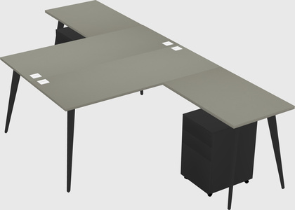 Shared l-shaped office desk system