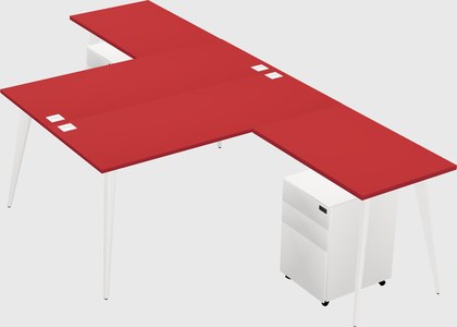 Shared l-shaped office desk system