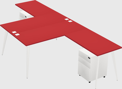 Shared l-shaped office desk system
