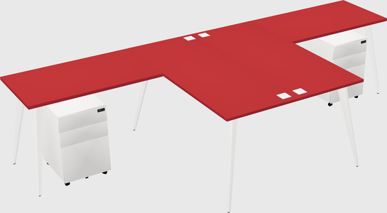 Shared l-shaped office desk system