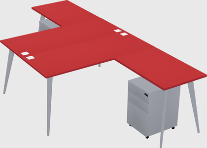 Shared l-shaped office desk system