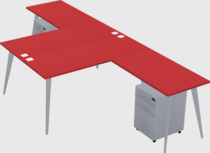 Shared l-shaped office desk system