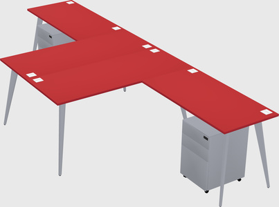 Shared l-shaped office desk system