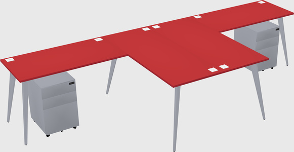 Shared l-shaped office desk system