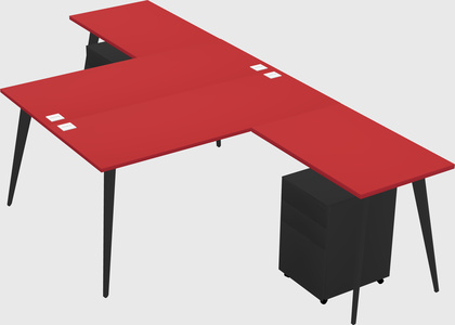 Shared l-shaped office desk system
