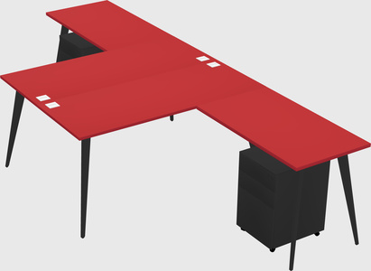 Shared l-shaped office desk system