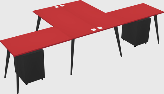 Shared l-shaped office desk system