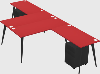 Shared l-shaped office desk system