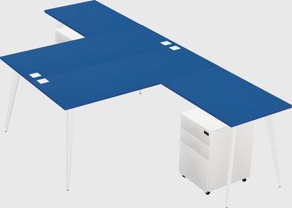 Shared l-shaped office desk system