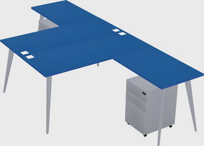 Shared l-shaped office desk system