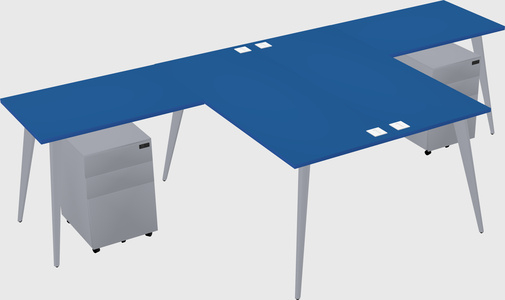 Shared l-shaped office desk system