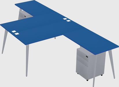 Shared l-shaped office desk system