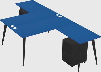 Shared l-shaped office desk system