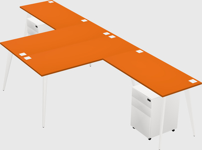 Shared l-shaped office desk system
