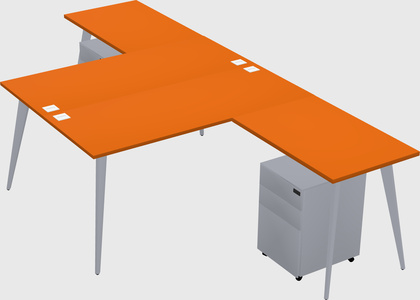 Shared l-shaped office desk system