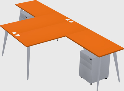 Shared l-shaped office desk system