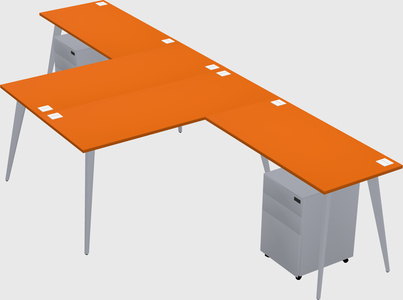 Shared l-shaped office desk system