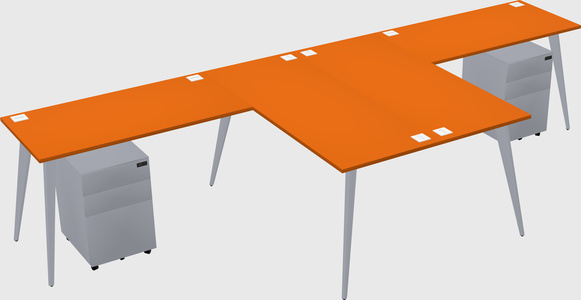 Shared l-shaped office desk system