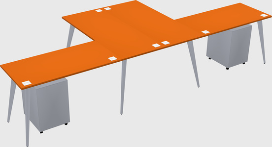 Shared l-shaped office desk system