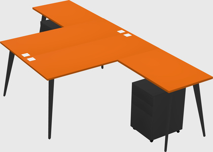 Shared l-shaped office desk system