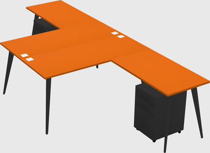 Shared l-shaped office desk system