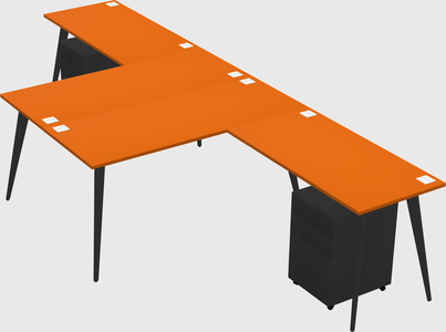 Shared l-shaped office desk system
