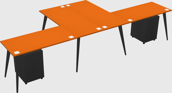 Shared l-shaped office desk system
