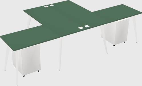 Shared l-shaped office desk system
