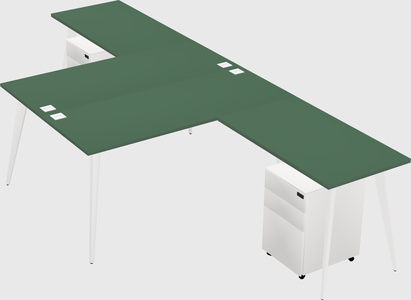 Shared l-shaped office desk system