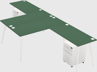Shared l-shaped office desk system