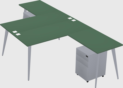 Shared l-shaped office desk system