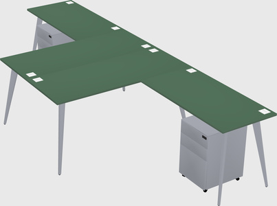 Shared l-shaped office desk system