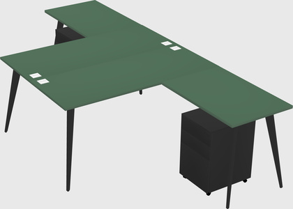 Shared l-shaped office desk system