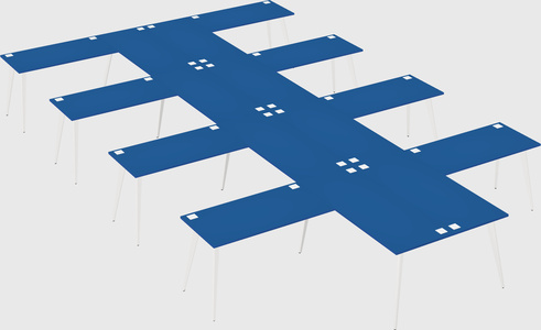 Shared l-shaped office desk system