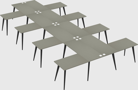 Shared l-shaped office desk system
