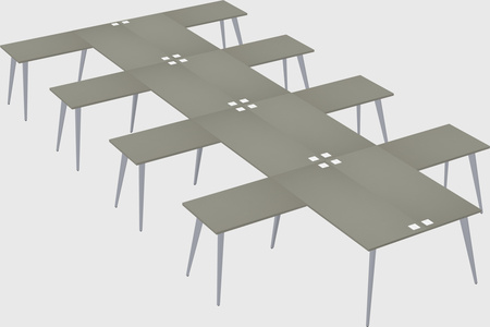 Shared l-shaped office desk system