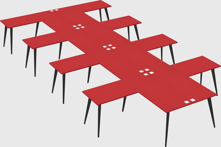 Shared l-shaped office desk system