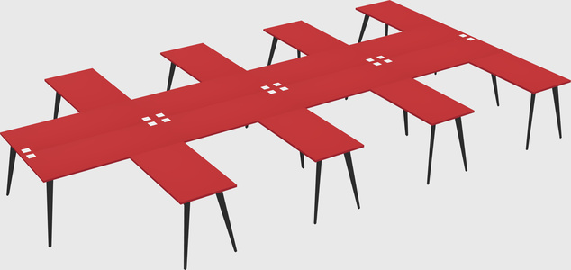 Shared l-shaped office desk system