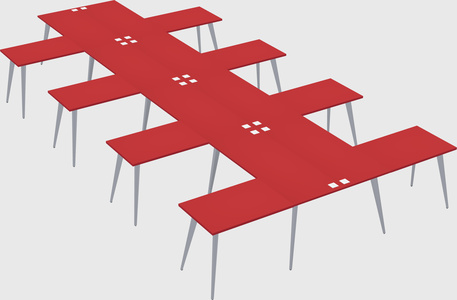Shared l-shaped office desk system