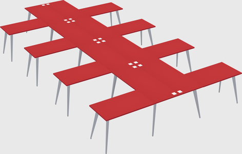 Shared l-shaped office desk system