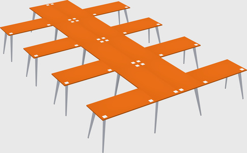 Shared l-shaped office desk system