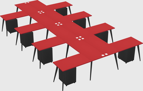 Shared l-shaped office desk system