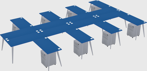 Shared l-shaped office desk system