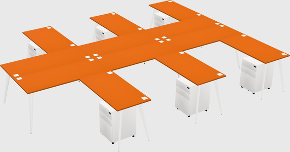 Shared l-shaped office desk system