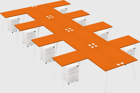 Shared l-shaped office desk system