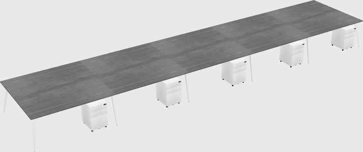 Shared rectangular office desk system