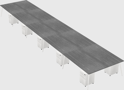 Shared rectangular office desk system